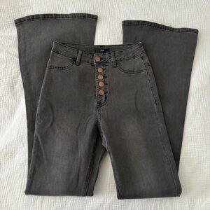 Fate Black High-Rise Wide-Leg Jeans with Button-Fly